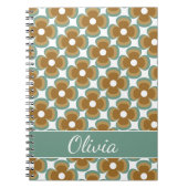 Carnet Trendy Teal Caramel Retro Groovy Flowers Seamless (Devant)