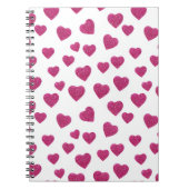Carnet Trendy Valentine Pink Glitter Hearts on White (Devant)
