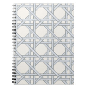 Carnet Tressé en rotin bleu pâle, crème