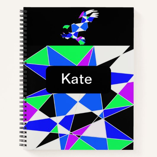 Carnet Triangle abstrait bleu violet blanc (Devant)