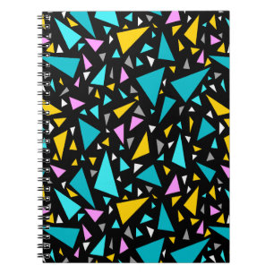 Carnet Triangles bleu jaune couleurs sur fond noir a