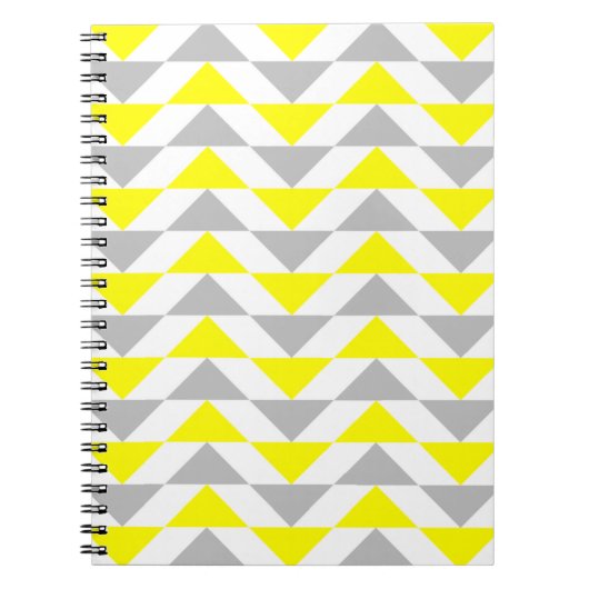 Carnet Triangles géométriques jaune, gris, motif blanc (Devant)