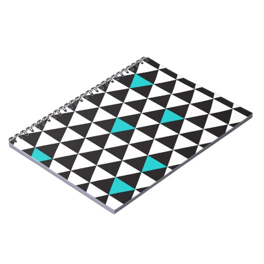 Carnet Triangles géométriques Turquoise noir blanc (Côté gauche)
