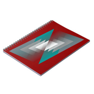 Carnet Triangles gris turquoise sur bordeaux
