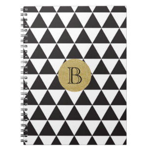 Carnet Triangles noir et blanc & Or Glamour Chic