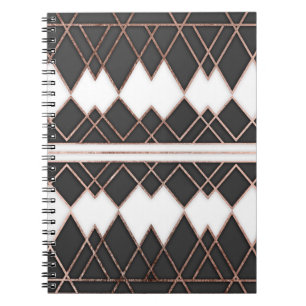 Carnet Triangles noires et blanches d'or rose chic