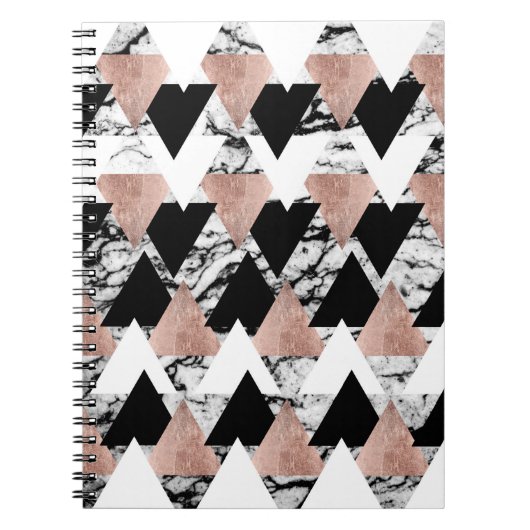 Carnet Triangles noires modernes d'or de rose blanc sur (Devant)