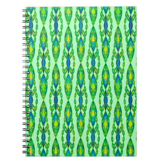 Carnet Tribal Batik - Mint, Emerald Green et Blue (Devant)