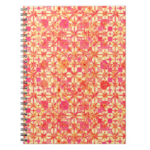 Carnet Tribal Batik - orange, corail rose et fuchsia