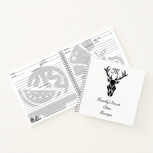 Carnet Tribal Black Stag Silhouette Monogram Deer Recette