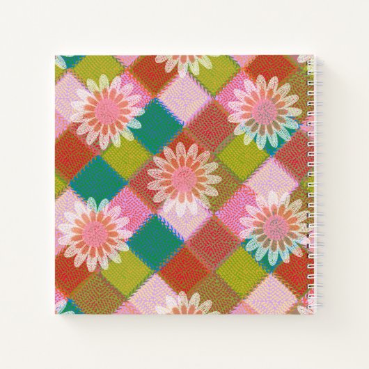 Carnet tricoter Daisy vert rose (Dos)