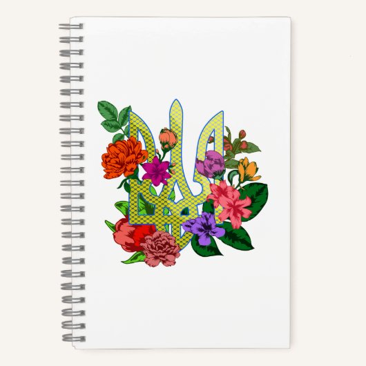 Carnet trident tryzub de l'héraldique ukrainienne fleurs (Recto)
