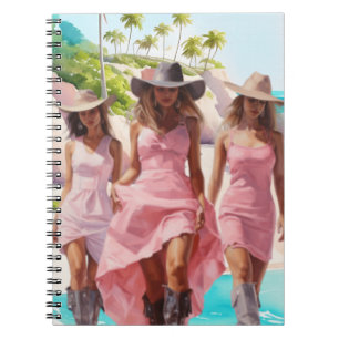 Carnet Trio de cow-girl côtière en robes roses colorées