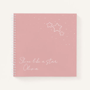 Carnet Trio d'étoiles en rose et blanc avec message et no