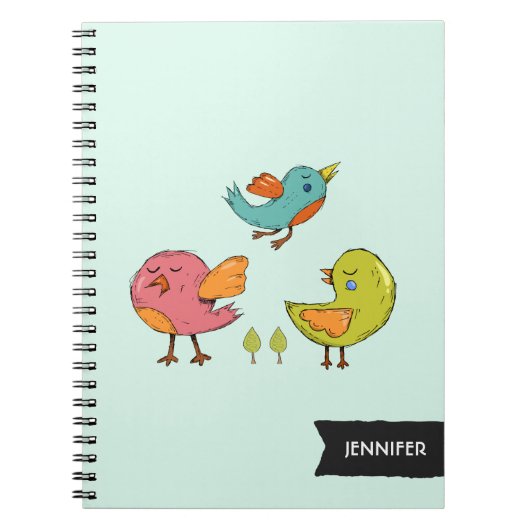 Carnet Trio d'oiseaux Whimsical colorés et mignons (Devant)