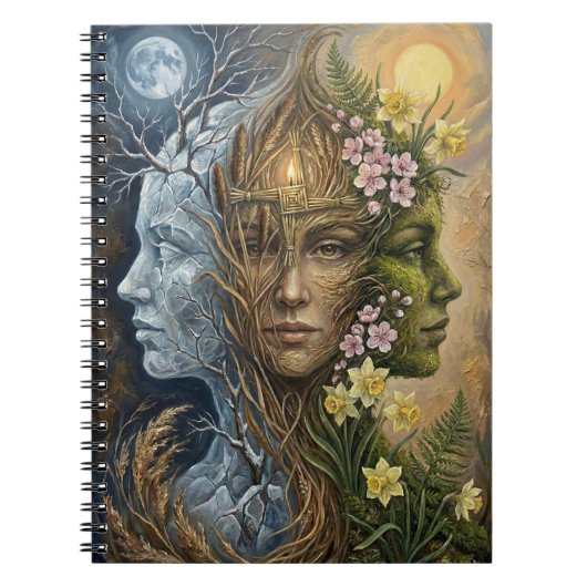 Carnet Triple Goddess Winter to Spring Imbolc Fantasy Art (Devant)