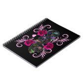 Carnet Triple Jour Noir Des Crânes Morts Roses Rose (Côté gauche)