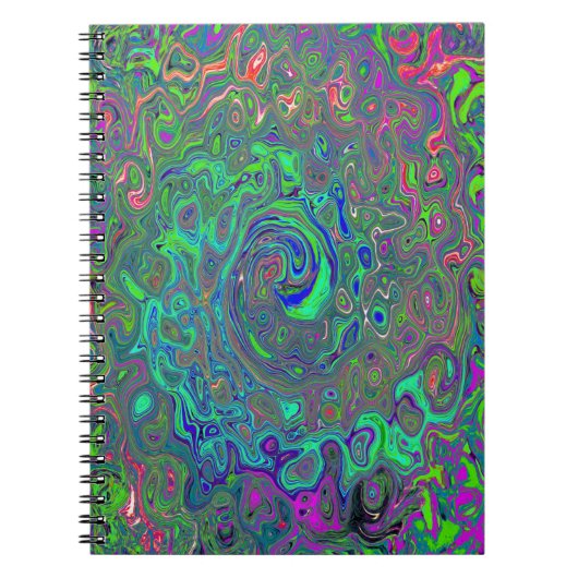 Carnet Trippy Chartreuse et Blue Retro Liquid Swirl (Devant)