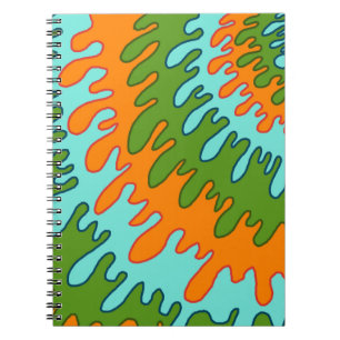 Carnet Trippy Green Orange Liquid Dripe Motif Y2K