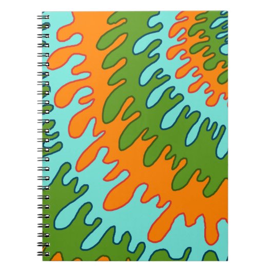 Carnet Trippy Green Orange Liquid Dripe Motif Y2K (Devant)