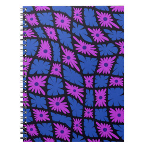Carnet Trippy super 60s Flower Checks bleu rose