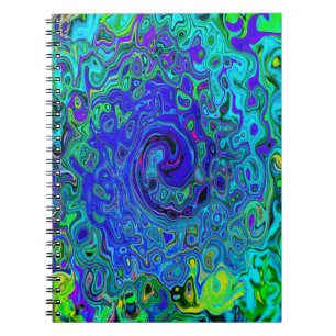 Carnet Trippy Violet Bleu Abstrait Retro Liquid Swirl
