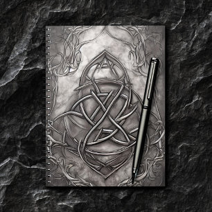 Carnet Triquetra Trinity Knot Silvery Pewter Faux Metal