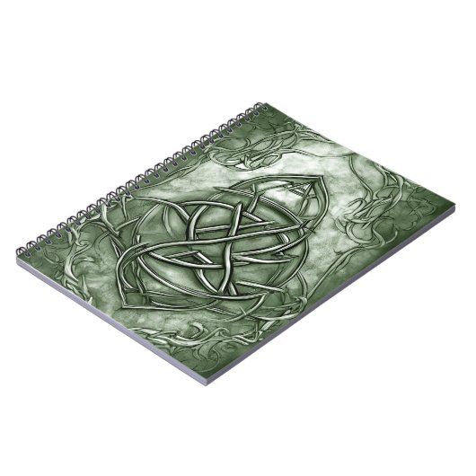 Carnet Triquetra Trinity Sage de noeud Vert Faux Metallic (Côté gauche)