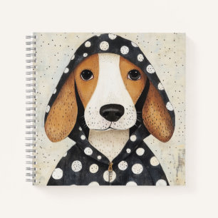 Carnet Triste chiot Beagle en capuche à pois