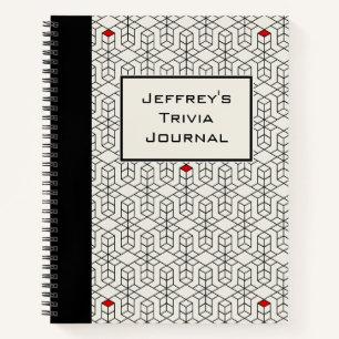 Carnet Trivia géométrique personnalisable en noir et bl
