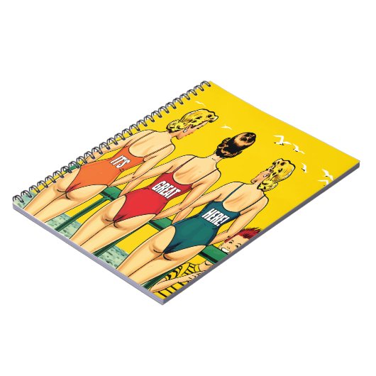 Carnet Trois Bikini Girls from Behind with Funny Text, (Côté gauche)