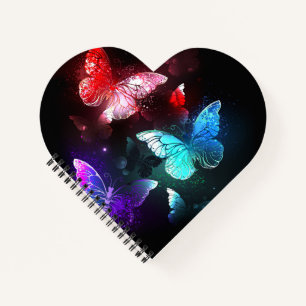 Carnet Trois papillons lumineux sur fond de nuit
