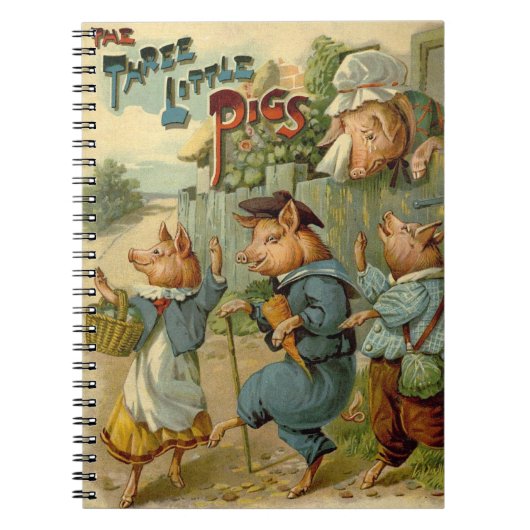 Carnet Trois Petits Cochons Conte de Fées Vintage (Devant)