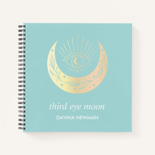 Carnet Troisième croissant lunaire Boho Monogramme turquo (Devant)