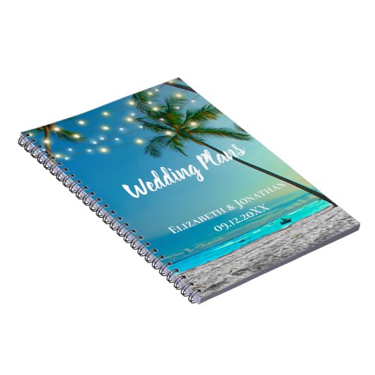 Carnet Tropical Beach String Lights Palms Plan Mariage (Côté Droit)