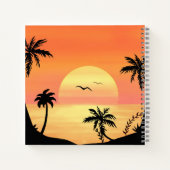 Carnet Tropical Beach Sunset Palm Tree Silhouette Art (Dos)
