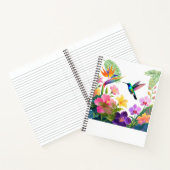 Carnet Tropical Blooms Watercolor Hummingbird Design (Intérieur)