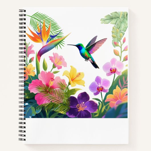 Carnet Tropical Blooms Watercolor Hummingbird Design (Devant)
