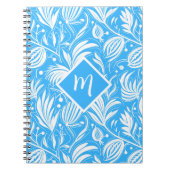 Carnet Tropical Blue Floral Pattern Diamond Monogramme (Devant)