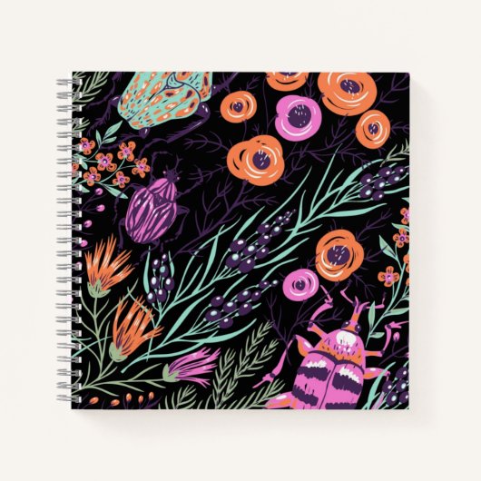 Carnet Tropical Botanical and Bugs Colorful Abstract Art (Devant)