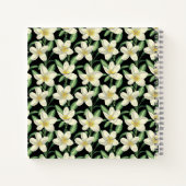 Carnet Tropical continu motif fleurs blanches feuille ver (Dos)