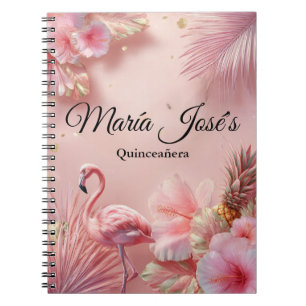 Carnet Tropical Flamingo Quinceañera, personnalisé