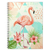 Carnet Tropical Flamingo Watercolor & Geometric Pattern (Devant)