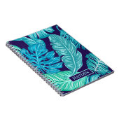 Carnet Tropical Green Blue Leaves Pattern Personalised (Côté Droit)