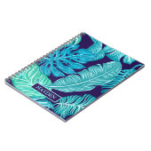Carnet Tropical Green Blue Leaves Pattern Personalised (Côté gauche)
