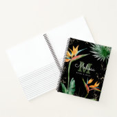 Carnet Tropical Island Floral Black Gold Monogramme Scrip (Intérieur)