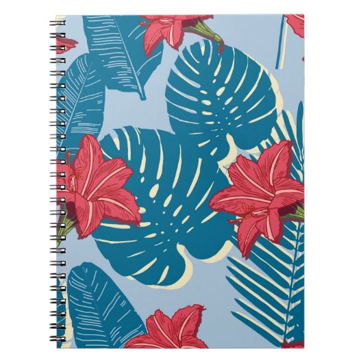 Carnet Tropical Palm sans couture feuille bleu motif (Devant)