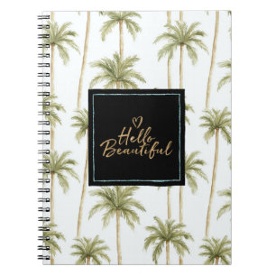 Carnet Tropical Palmiers Menthe Noir Bonjour Magnifique
