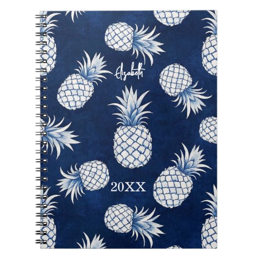 Carnet Tropical Pineapple with Name – Watercolor Style (Devant)