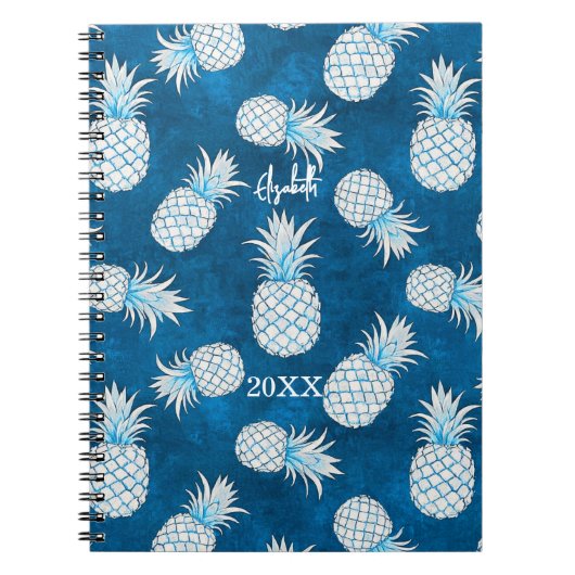 Carnet Tropical Pineapple with Name – Watercolor Style (Devant)